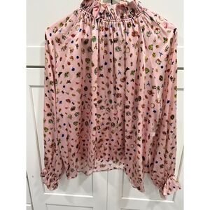 Cynthia Rowley Pink Floral Ruffle Blouse